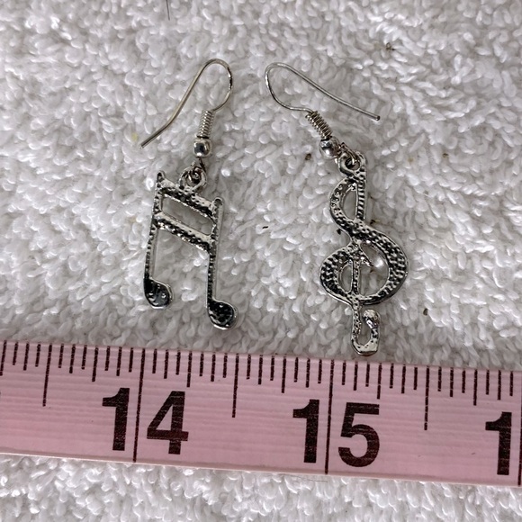 Silver Musical Note Earrings - Picture 7 of 8